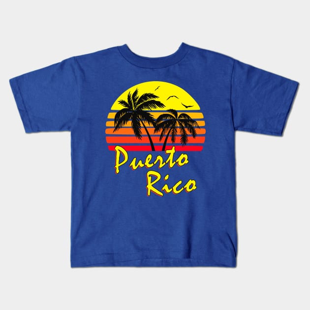 Puerto Rico Tropical Sunset Kids T-Shirt by Nerd_art